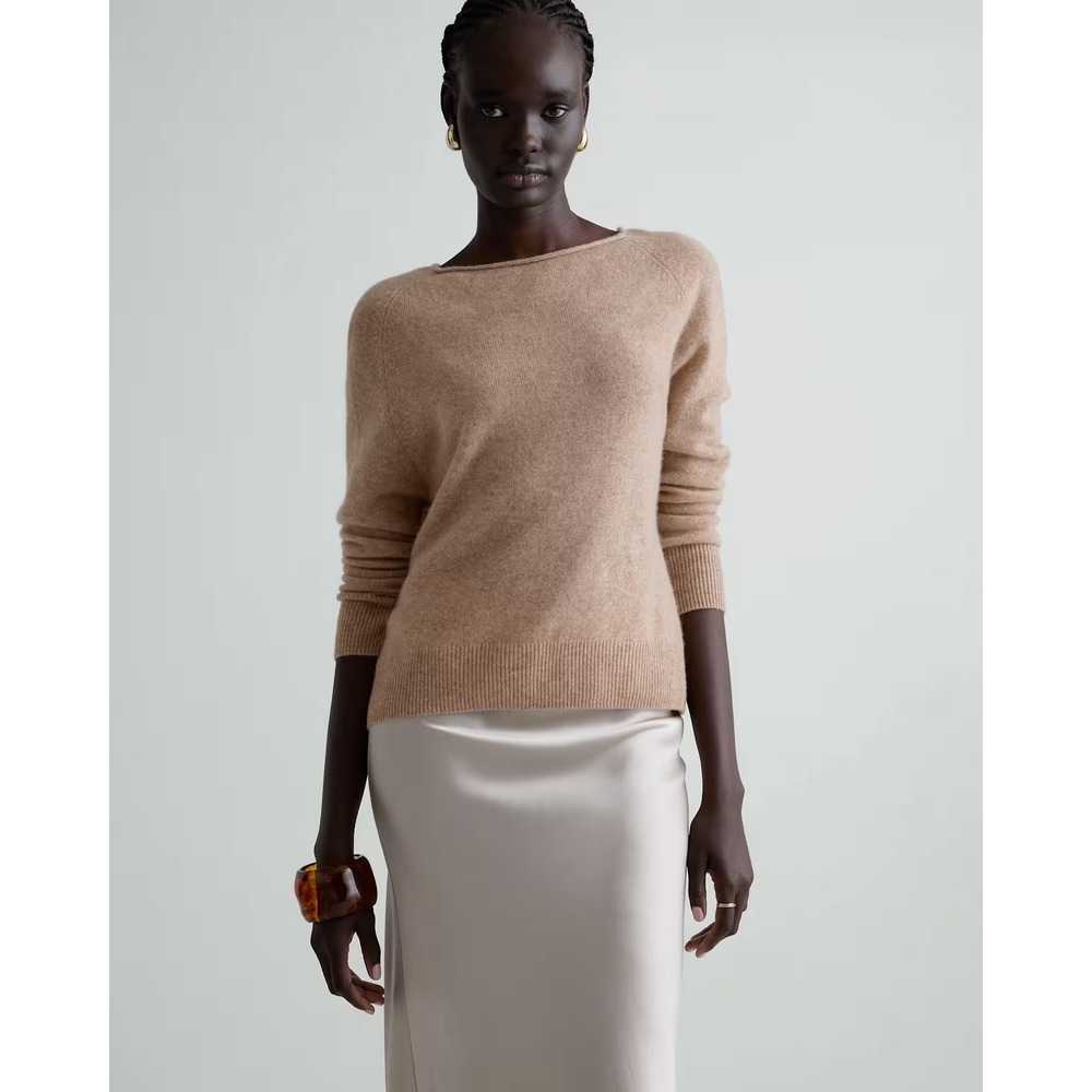 Quince Mongolian Cashmere Boatneck Sweater Oatmeal Small New With Tags